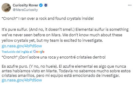 El anuncio fue publicado por la cuenta oficial del Curiosity en X