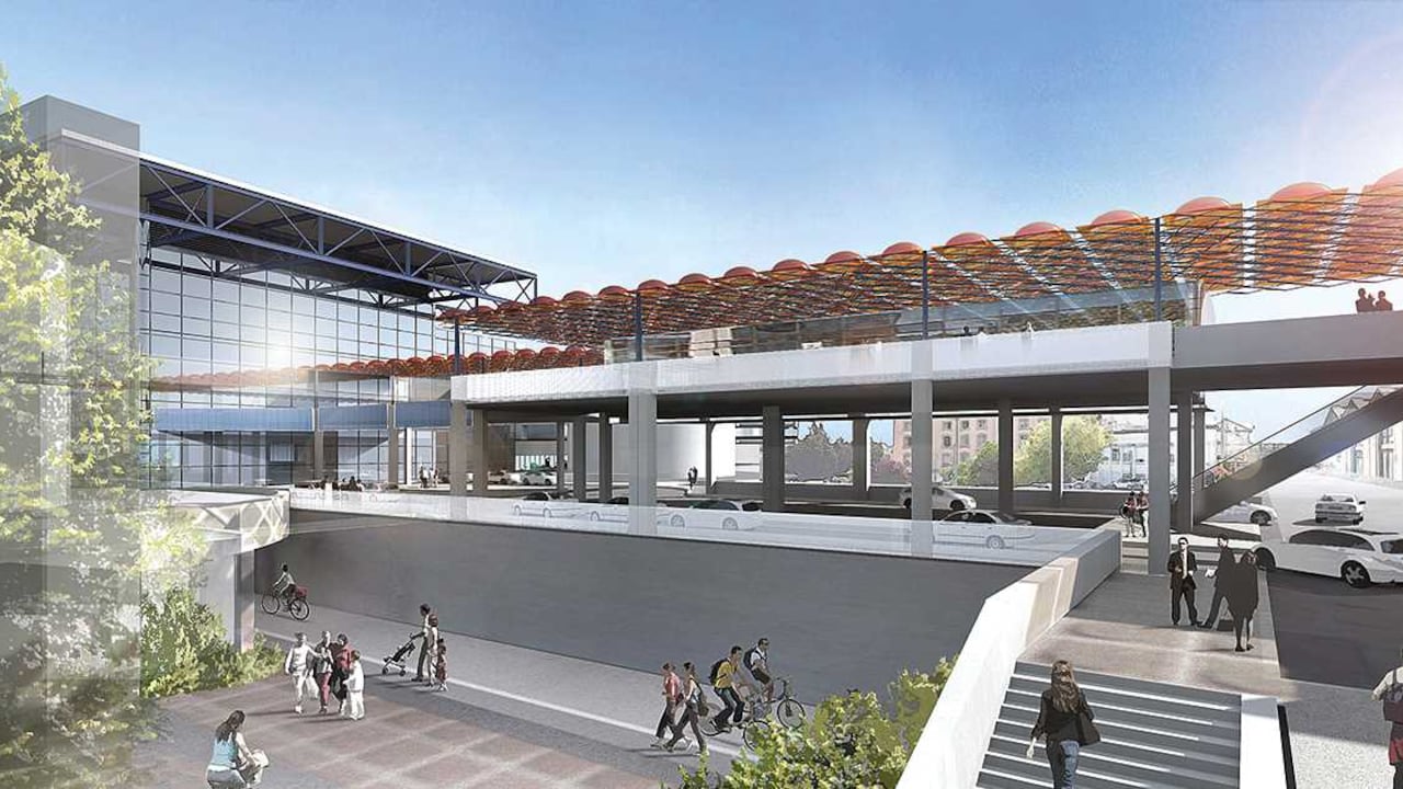 1MW al año generan los paneles solares ubicados en el techo de la estación Perrache. Con esa cantidad se pueden abastecer 290 hogares en ese mismo lapso. Foto: Colas Vienne (Chantier graphique) - Atelier Ruelle.