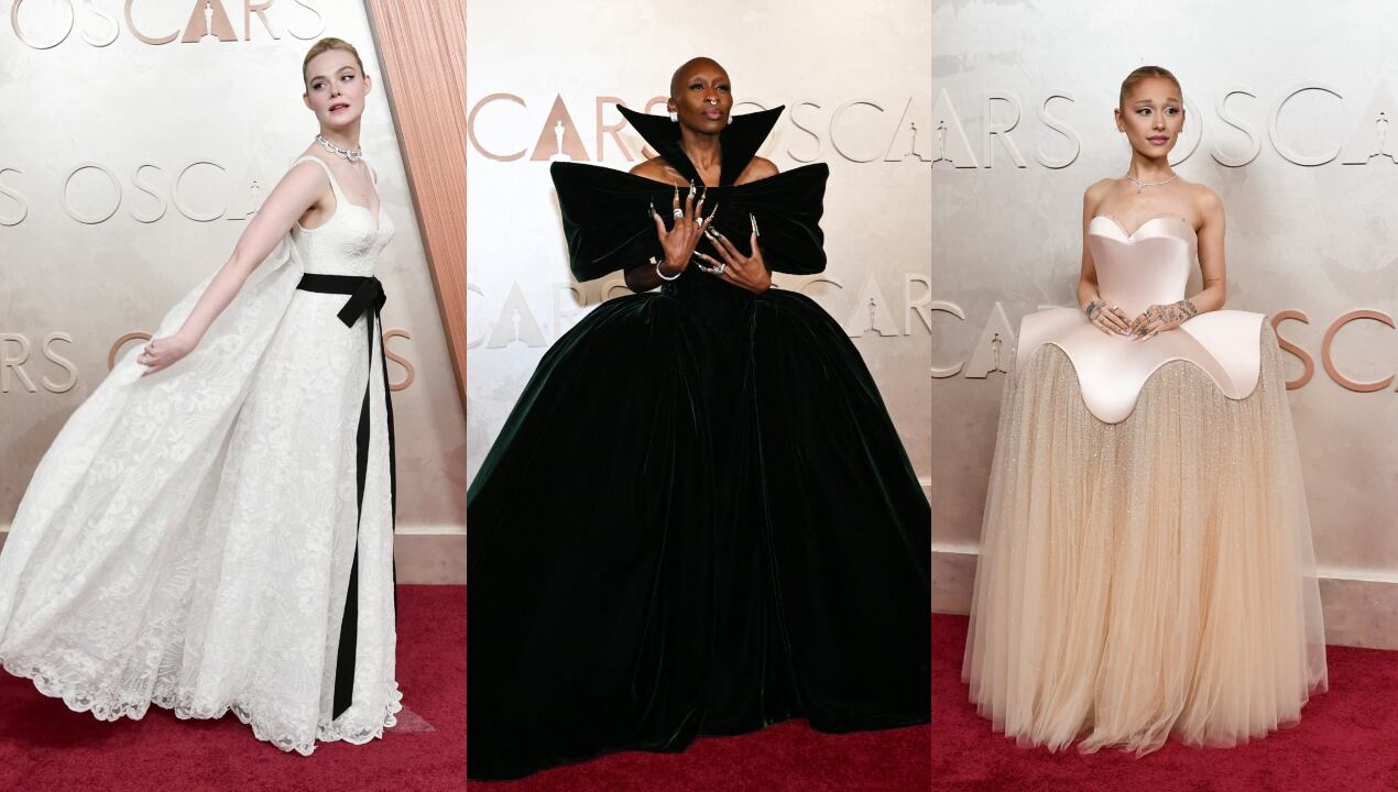 Elle Fanning, Ariana Grande y Cynthia Erivo en Los Premios Óscar 2025