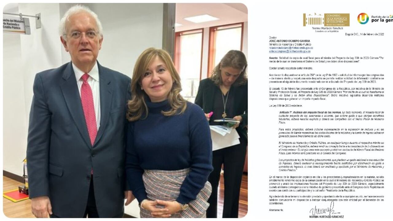 La senadora Norma Hurtado le envió una carta al ministro de Hacienda, José Antonio Ocampo, sobre la reforma a la salud.