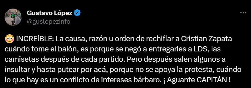 Información en X sobre Cristian Zapata.