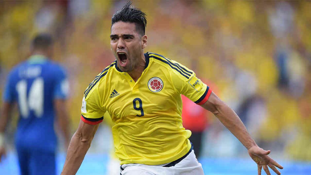 Falcao García celebra el gol del empate ante Brasil