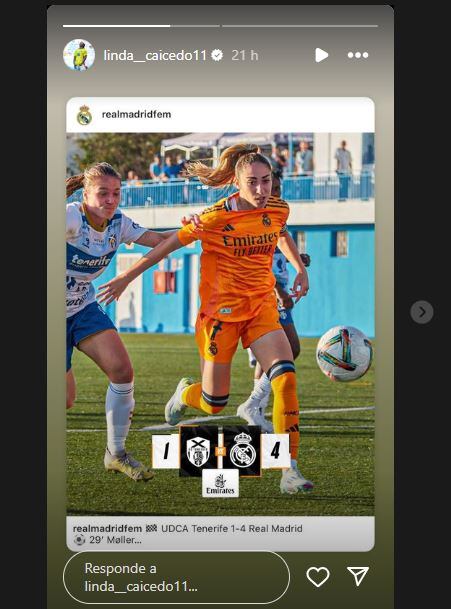 Linda Caicedo, historias de Instagram