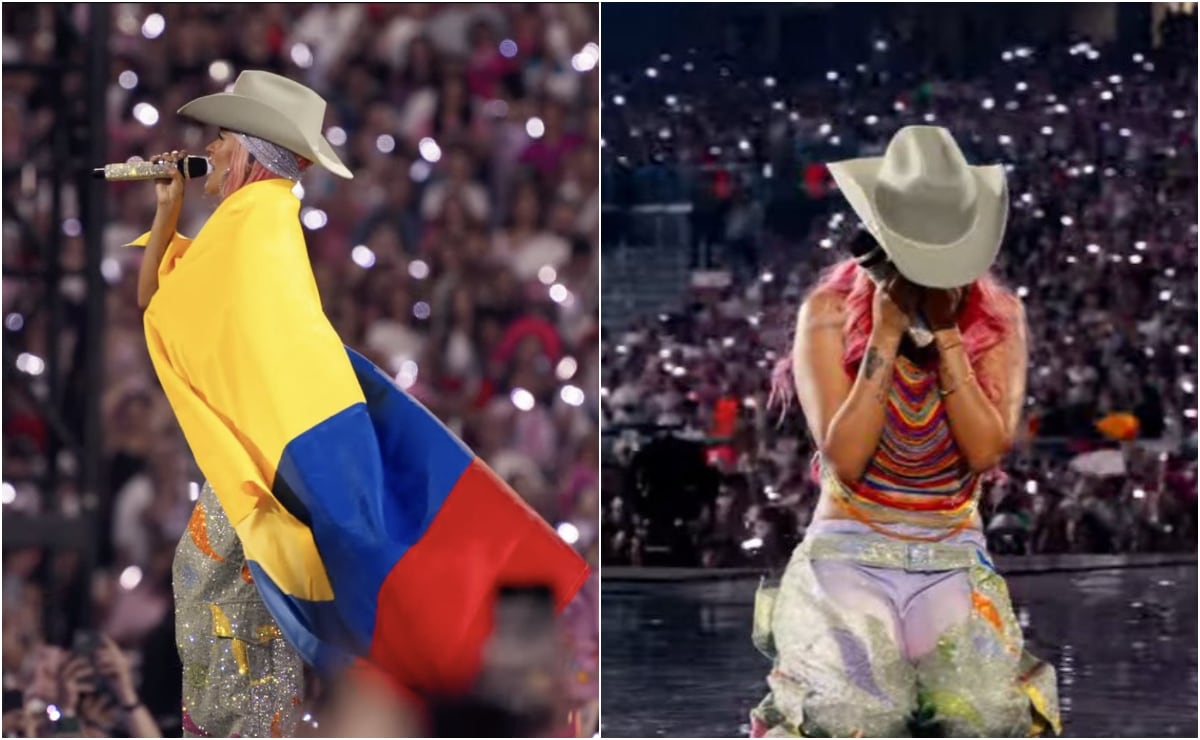 Karol G actúa en el escenario del Estadio Santiago Bernabéu el 20 de julio de 2024 en Madrid, España.