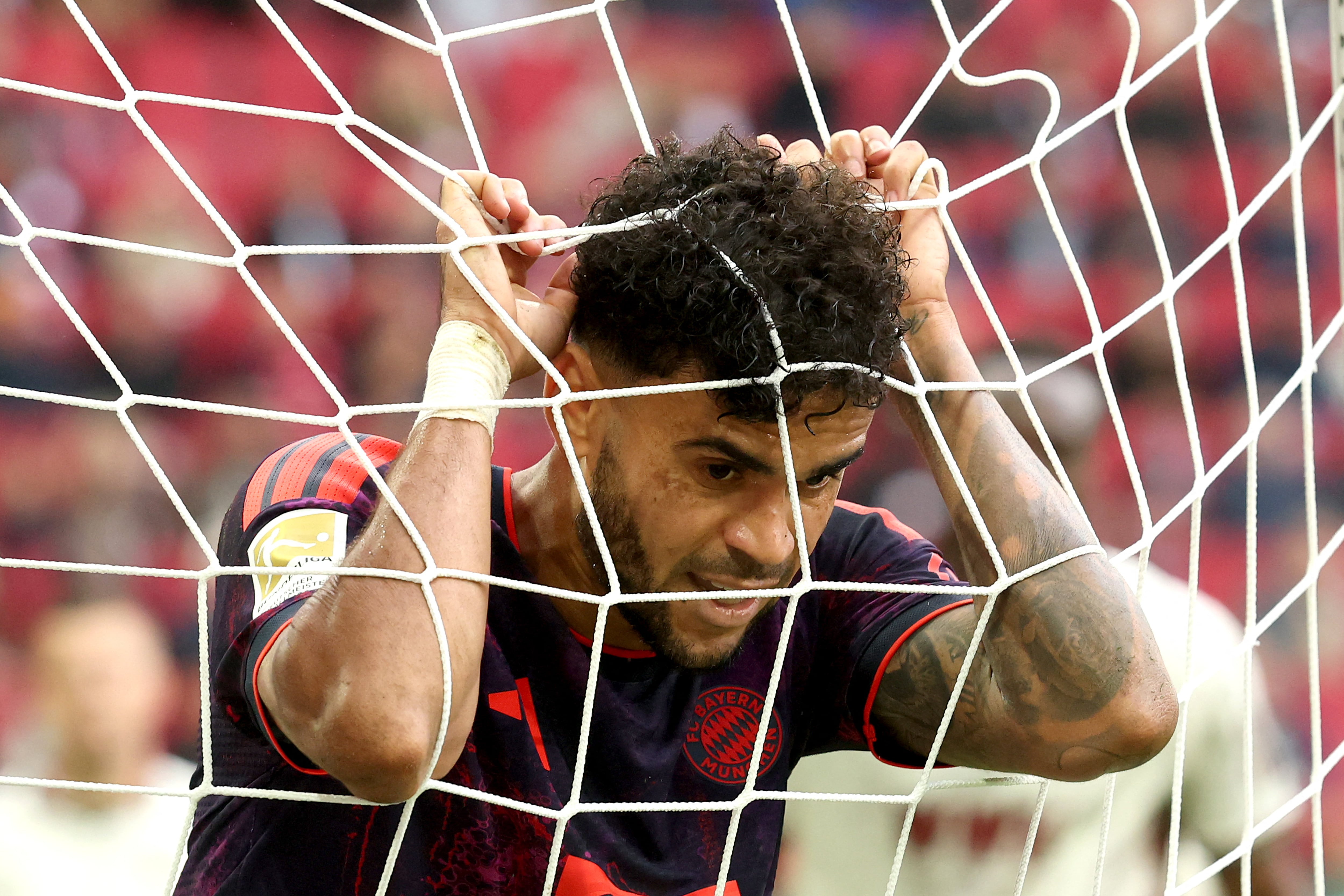 AUGSBURG, GERMANY - OCTOBER 10: Luis Diaz of FC Bayern Munich reacts during the Bundesliga 2026/27 match between FC Augsburg and FC Bayern M�nchen at WWK Arena on October 10, 2026 in Augsburg, Germany. (Photo by Alexander Hassenstein/Getty Images) (Photo by ALEXANDER HASSENSTEIN / GETTY IMAGES EUROPE / Getty Images via AFP)