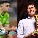Emiliano Martínez e Iker Casillas, campeones del mundo.