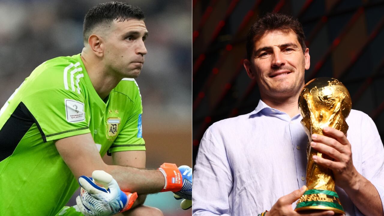 Emiliano Martínez e Iker Casillas, campeones del mundo.