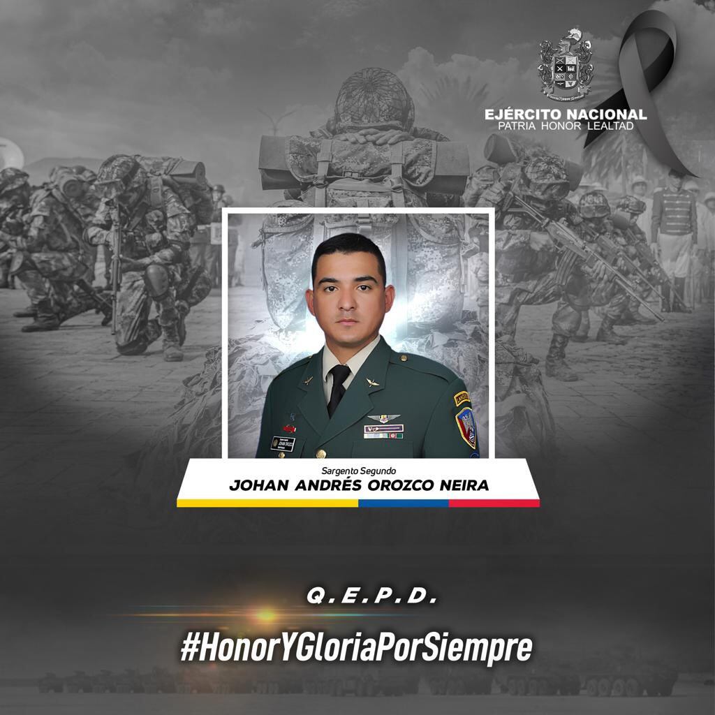 Fuerzas Militares de Colombia lamentan muerte de tripulantes del helicóptero que colisionó en Chocó.