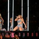 Colombian singer Shakira performs onstage during a halftime show in the Conmebol 2024 Copa America tournament final football match between Argentina and Colombia at the Hard Rock Stadium, in Miami, Florida on July 14, 2024. (Photo by JUAN MABROMATA / AFP)