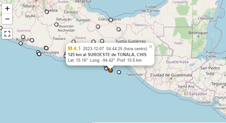 Uno de los temblores registrados en México en las últimas horas