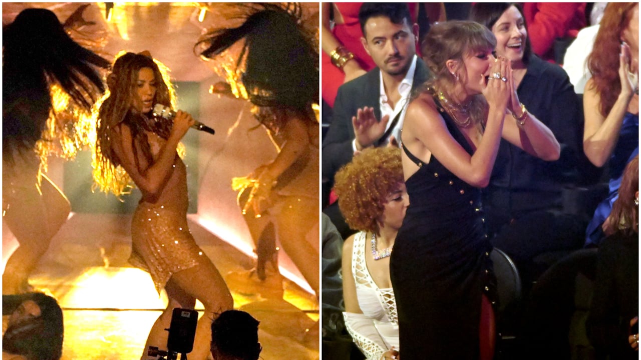 La reacción de Taylor Swift a los movimientos de Shakira en los MTV VMAs 2023.