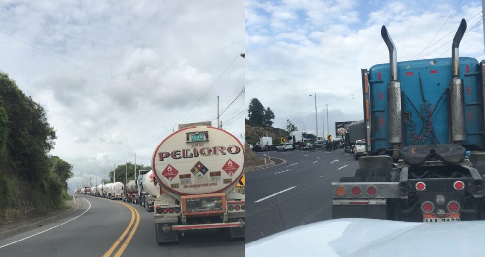 Vehículos de carga pesada se mueven entre Ecuador y Colombia para llenar de gas a Nariño, tras desabastecimiento por deslizamiento en la Panamericana.