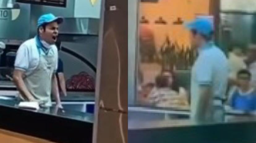 El empleado manifestó su inconformidad en el punto de venta de la cadena.