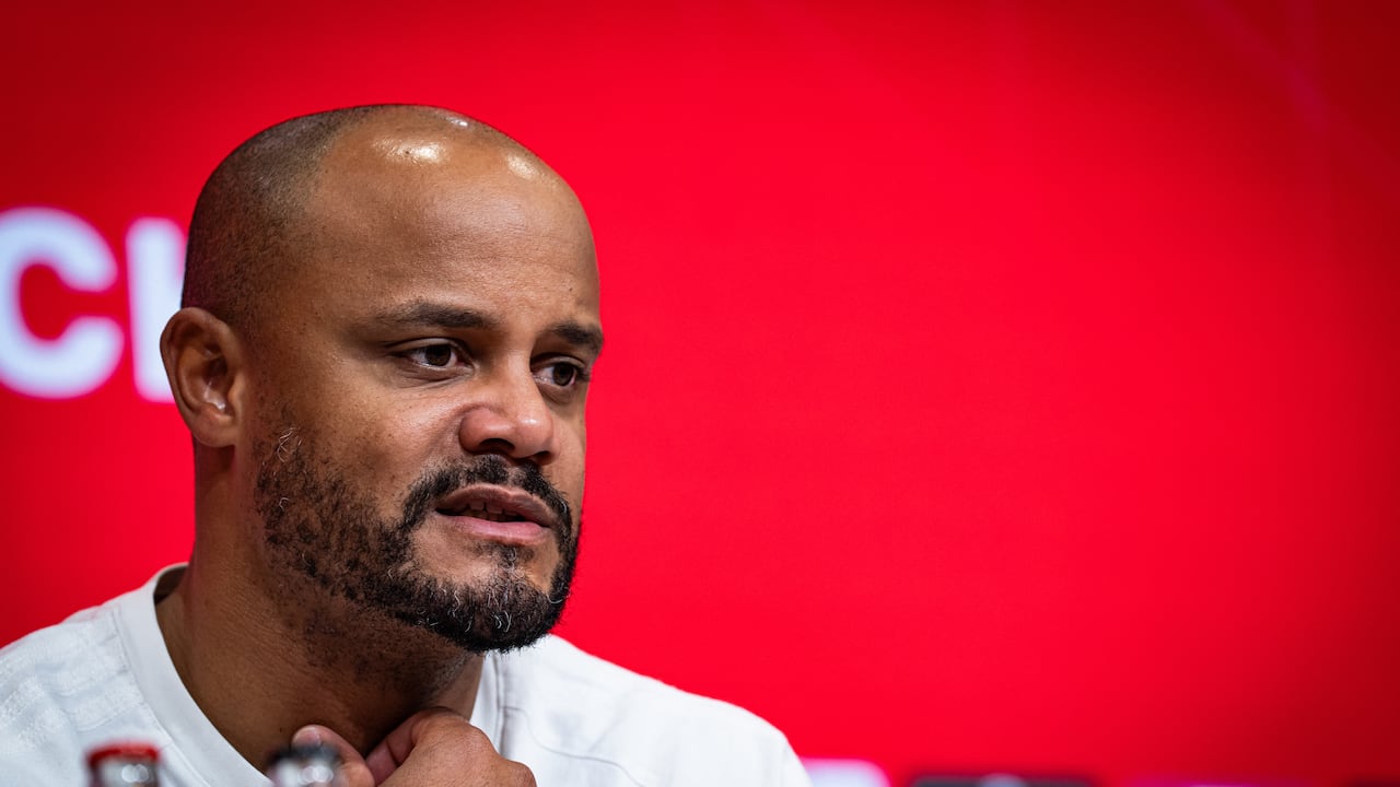 MUNICH, GERMANY - NOVEMBER 29: Vincent Kompany of FC Bayern Muenchen during press conference before the Bundesliga match between FC Bayern München and FC St. Pauli at Allianz Arena on November 29, 2025 in Munich, Germany. (Photo by M. Donato/FC Bayern via Getty Images)