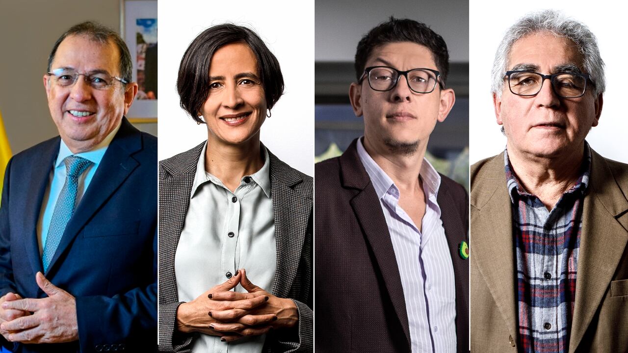 Jorges Rojas; embajador en Bélgica; Susana Muhamad, ministra de Ambiente; Daniel Rojas, presidente de la SAE)y Augusto Rodríguez, director de la UNP.