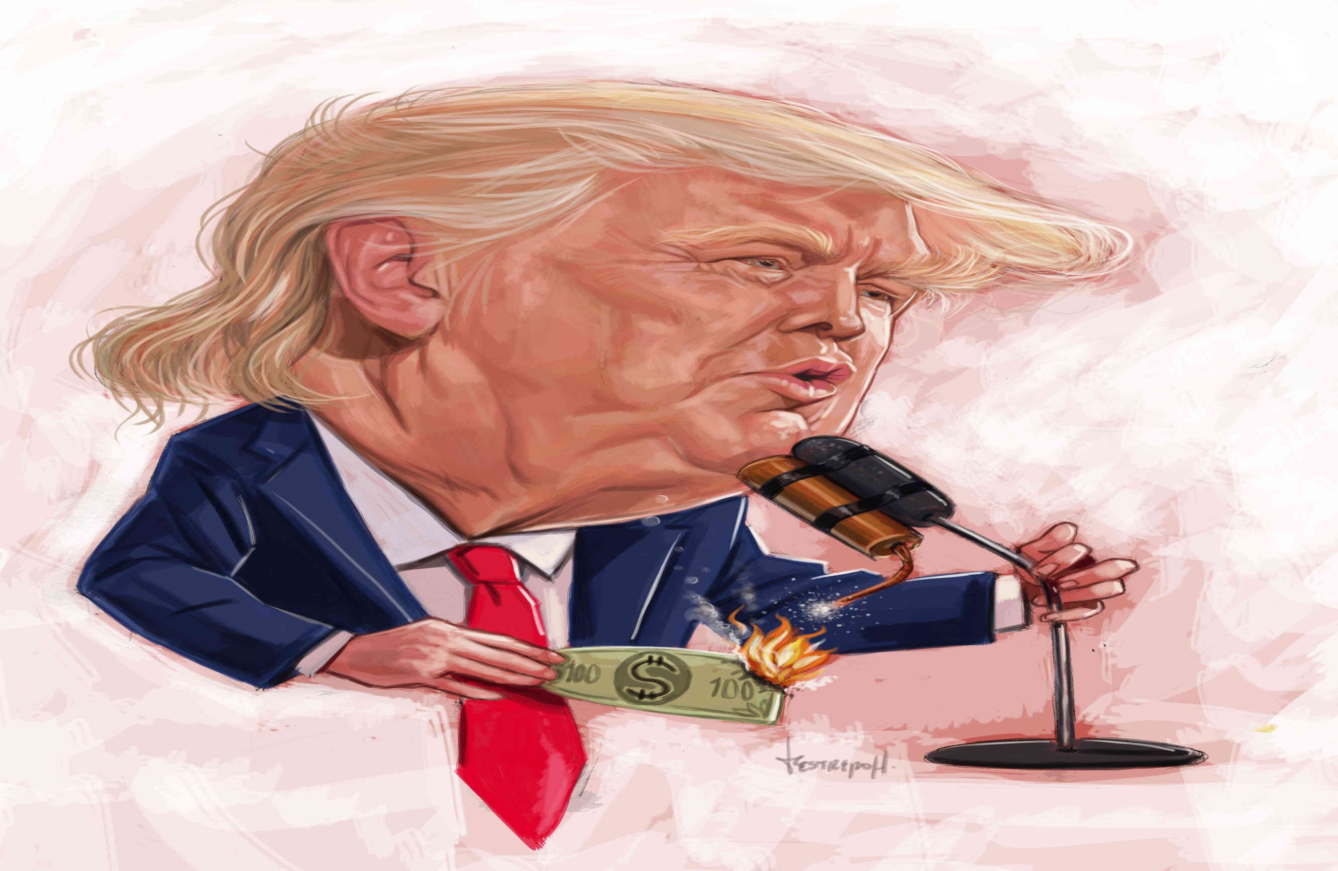 Aún no es posible prever las consecuencias que podrá dejar para el futuro la presidencia de Trump en su país y alrededor del mundo. Pero lo que se ha visto hasta ahora resulta muy preocupante. Ilustración: Jorge Restrepo