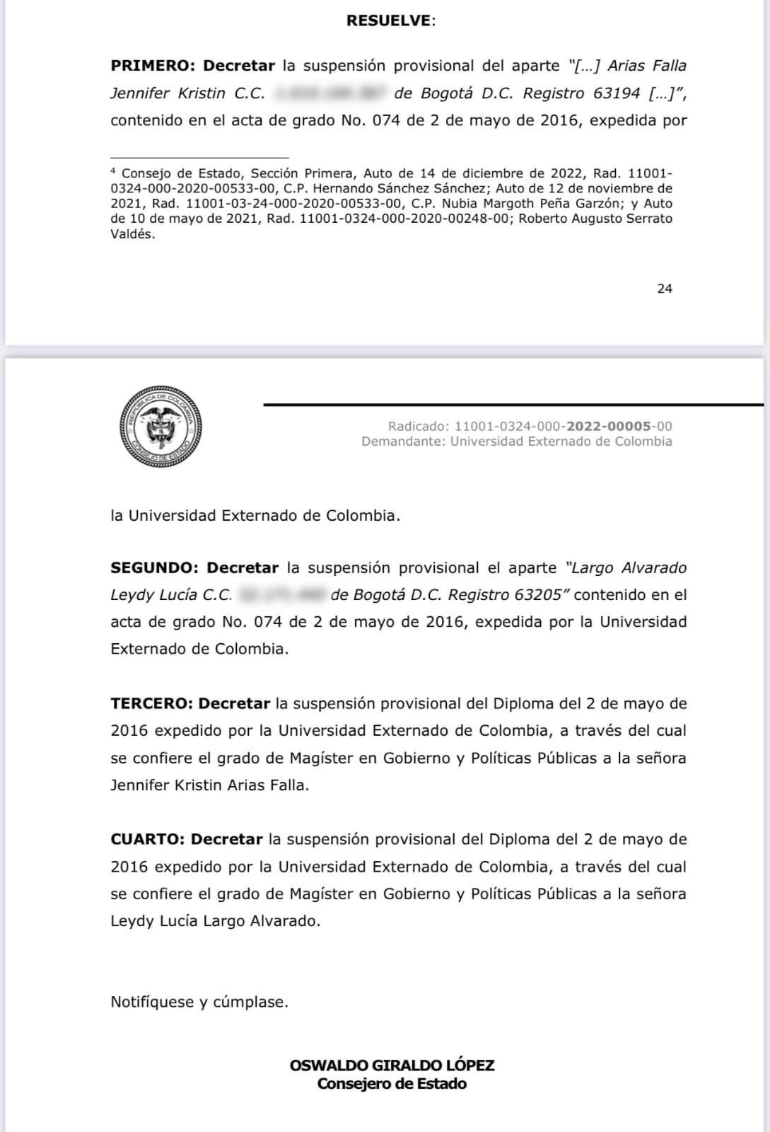 Consejo de Estado suspendió el título a la excongresista Jennifer Arias.
