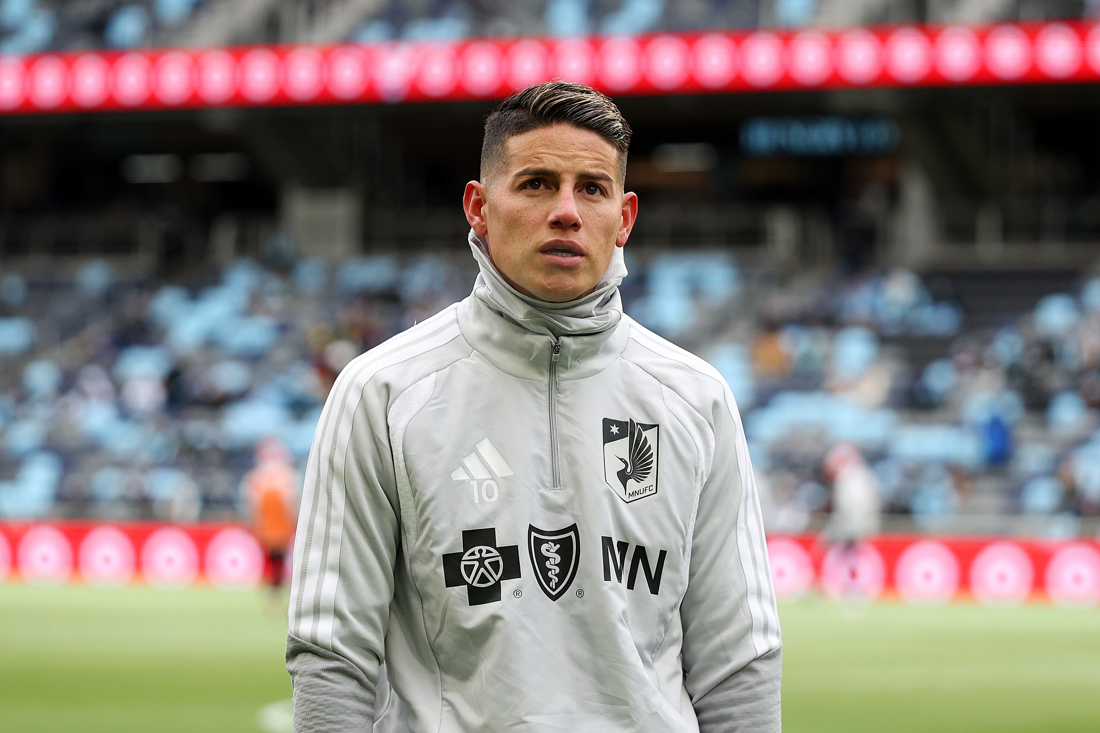 James Rodríguez en el partido de Minnesota United ante Cincinnati: estuvo en el banco de suplentes.