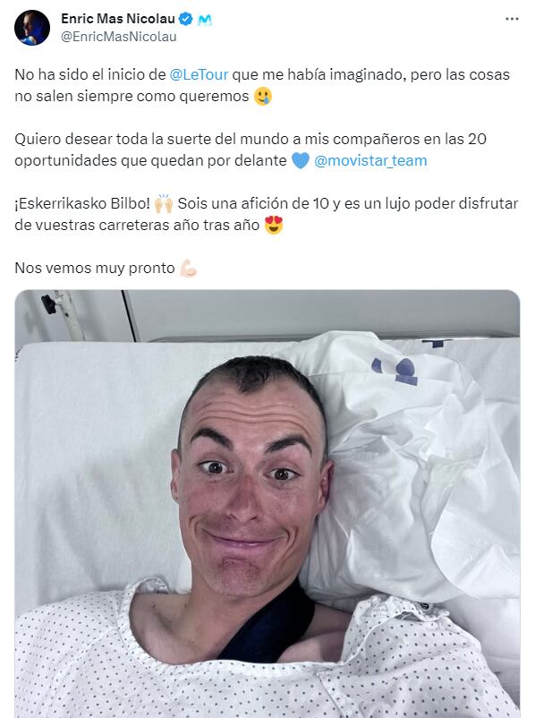 El mensaje de Enric Mas tras tener que abandonar el Tour de Francia 2023.
