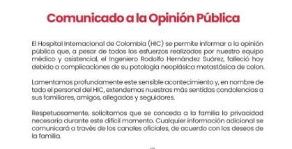 Comunicado Rodolfo Hernández