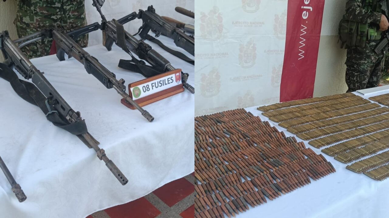 Las autoridades también incautaron 8 fusiles y 29 proveedores