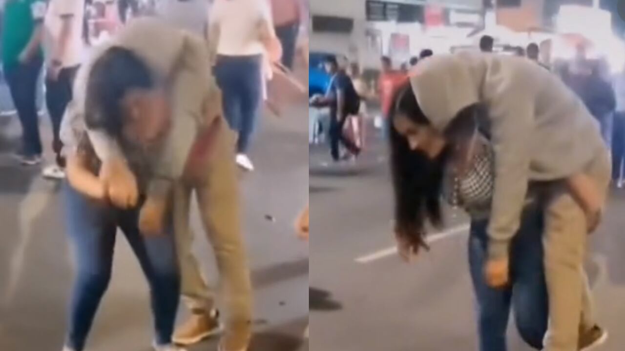 El video muestra a la mujer cargando a un hombre, posiblemente su pareja. Los elogios en redes sociales no se han hecho esperar.
