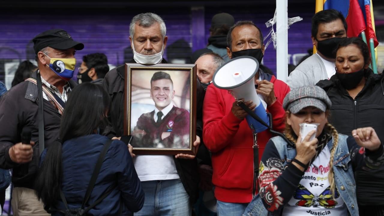 Homenaje a Dylan Cruz en el centro de Bogotá.