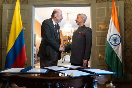Canciller Álvaro Leyva se reunió con su homólogo de la India, Subrahmanyam Jaishankar.