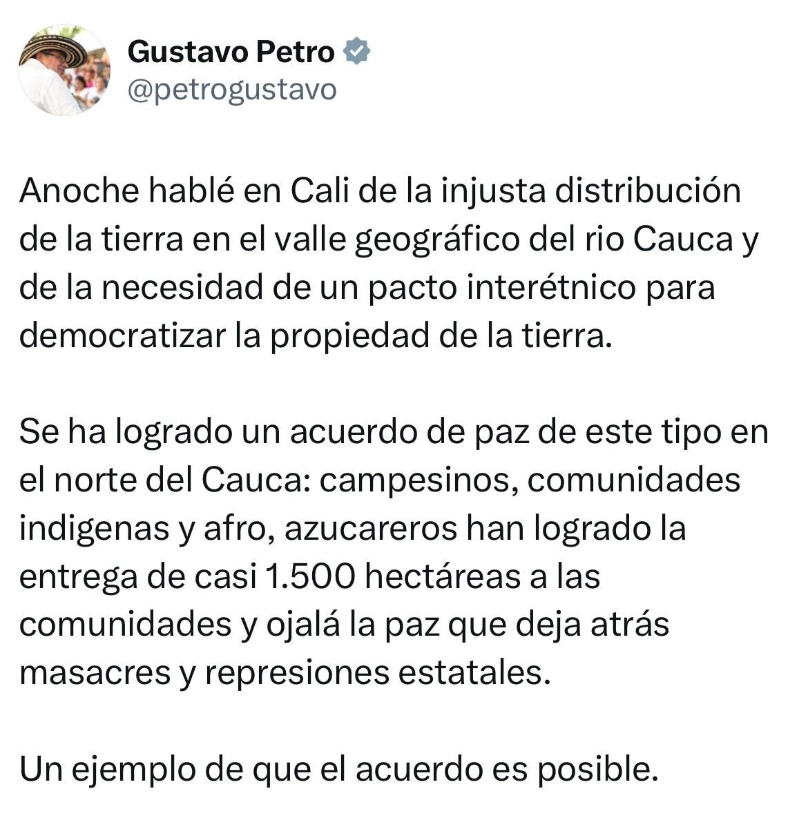 Mensaje presidente Gustavo Petro