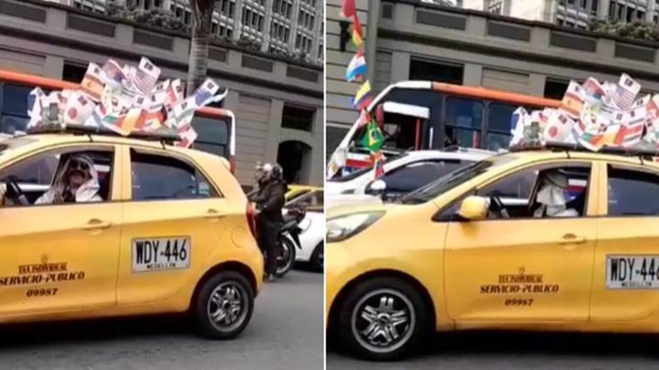 Taxista sorprende en Medellín por su vestimenta de árabe y la decoración de su taxi.