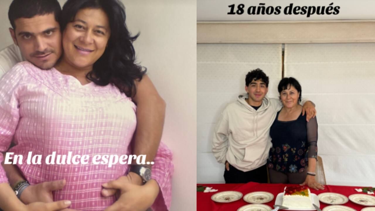 Alina Lozano con su hijo y Mulkay