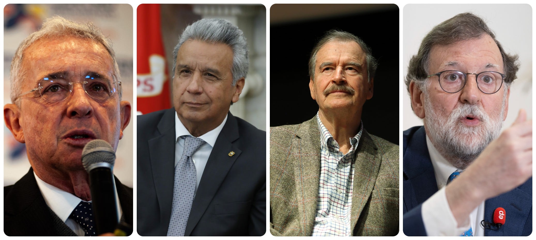 Alvaro Uribe Vélez, Lenin Moreno, Vicente Fox y Mariano Rajoy