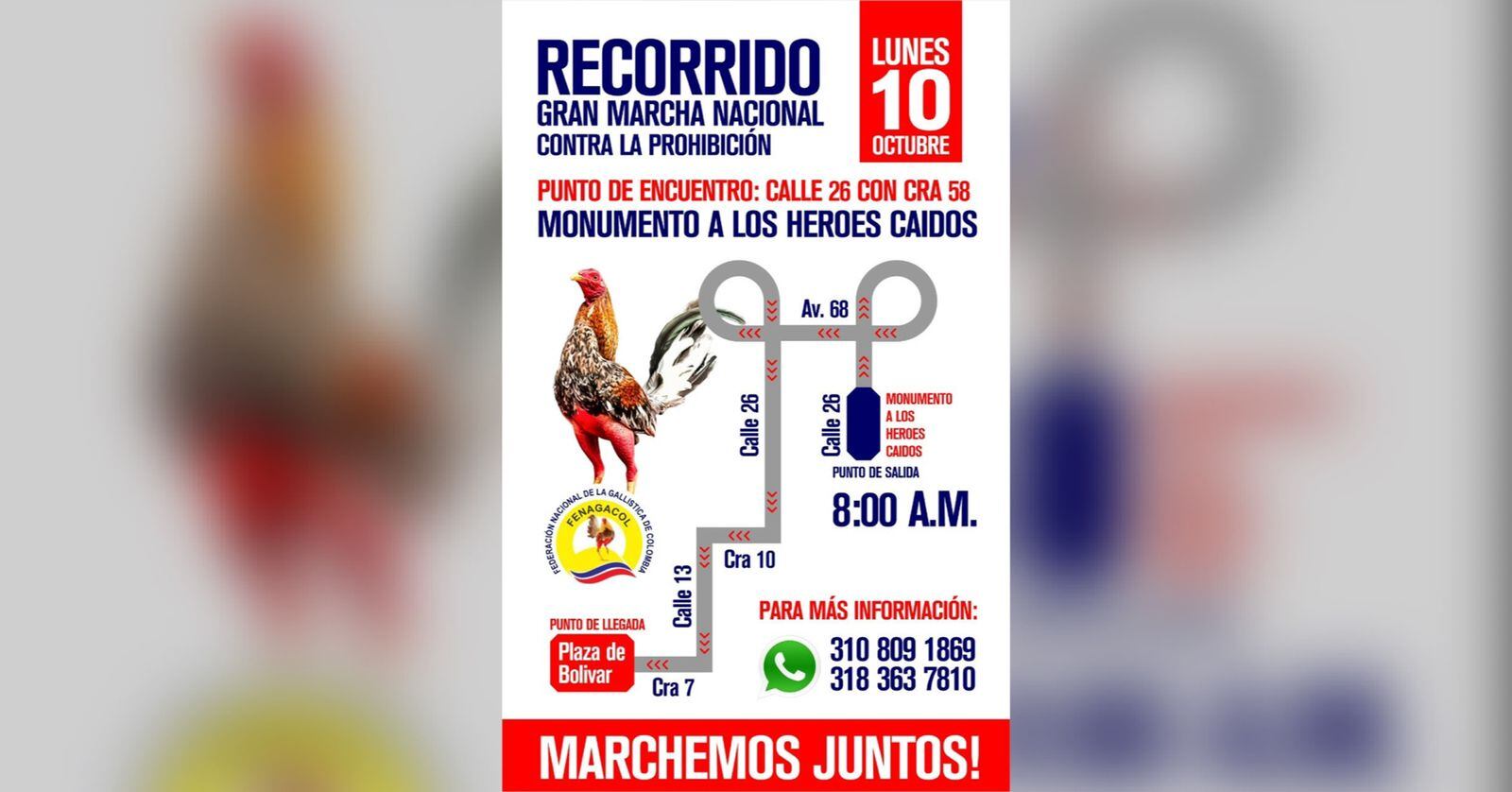 Convocatoria marchas en Bogotá.