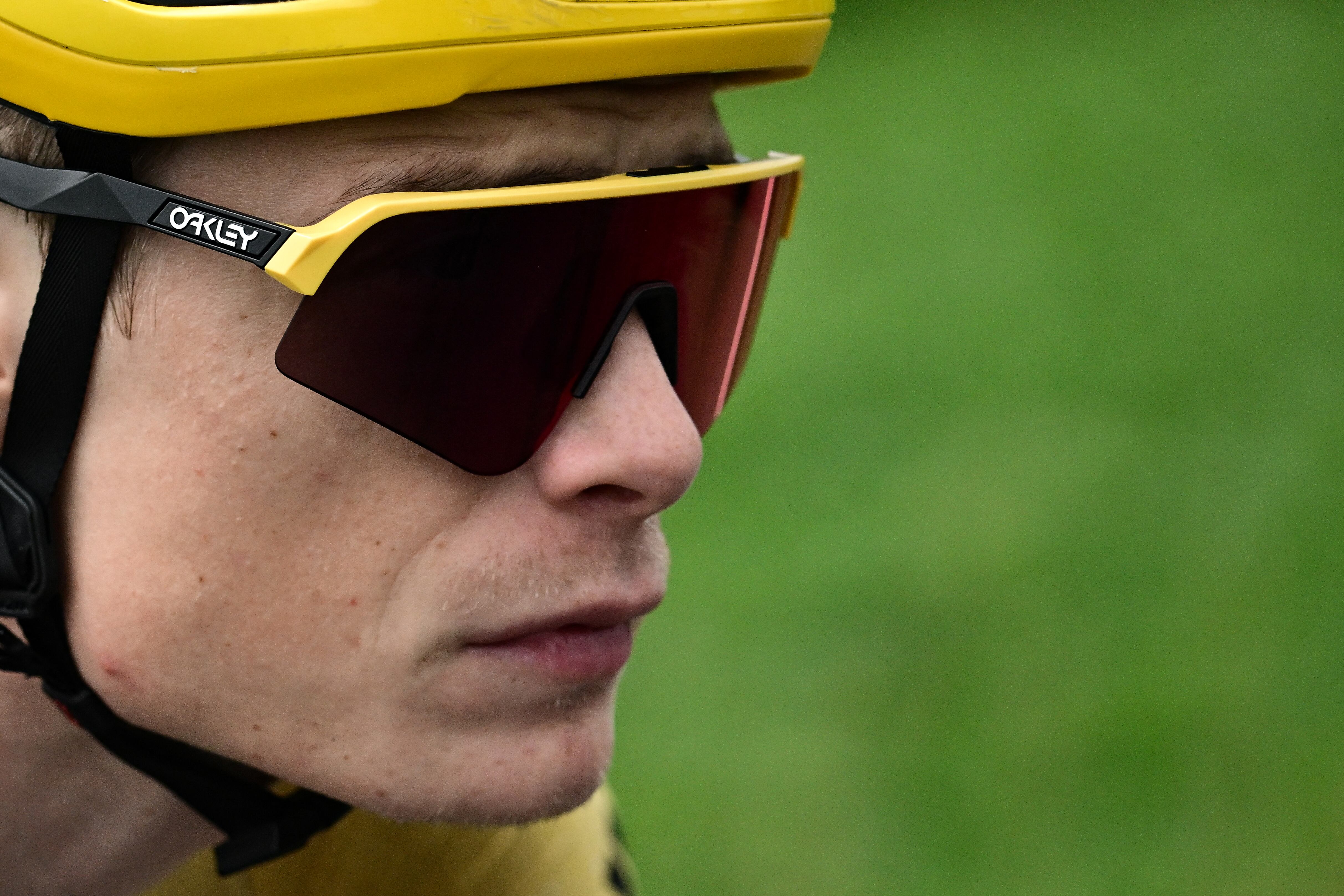 Jumbo-Visma's Danish rider Jonas Vingegaard cycles during the 4th stage of the 110th edition of the Tour de France cycling race, 182 km between Dax and Nogaro, in southwestern France, on July 4, 2023. (Photo by Marco BERTORELLO / AFP)