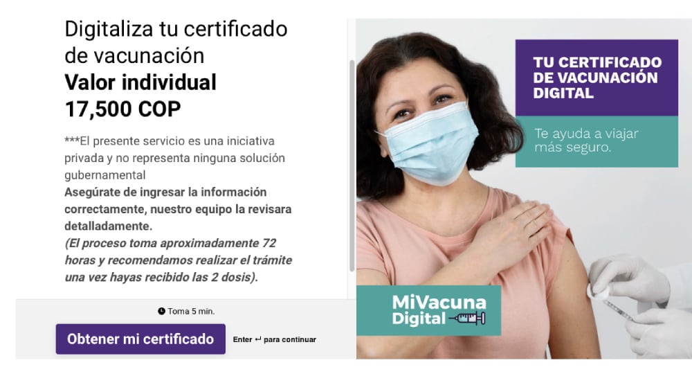 Certificado vacuna