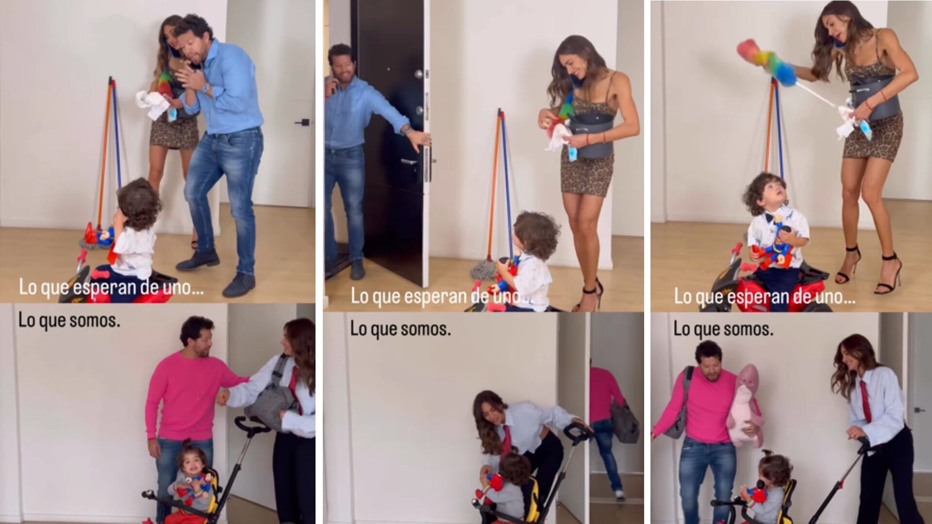 Valerie Domínguez, 'El Pollo' Echeverri y su hijo, Thiago.