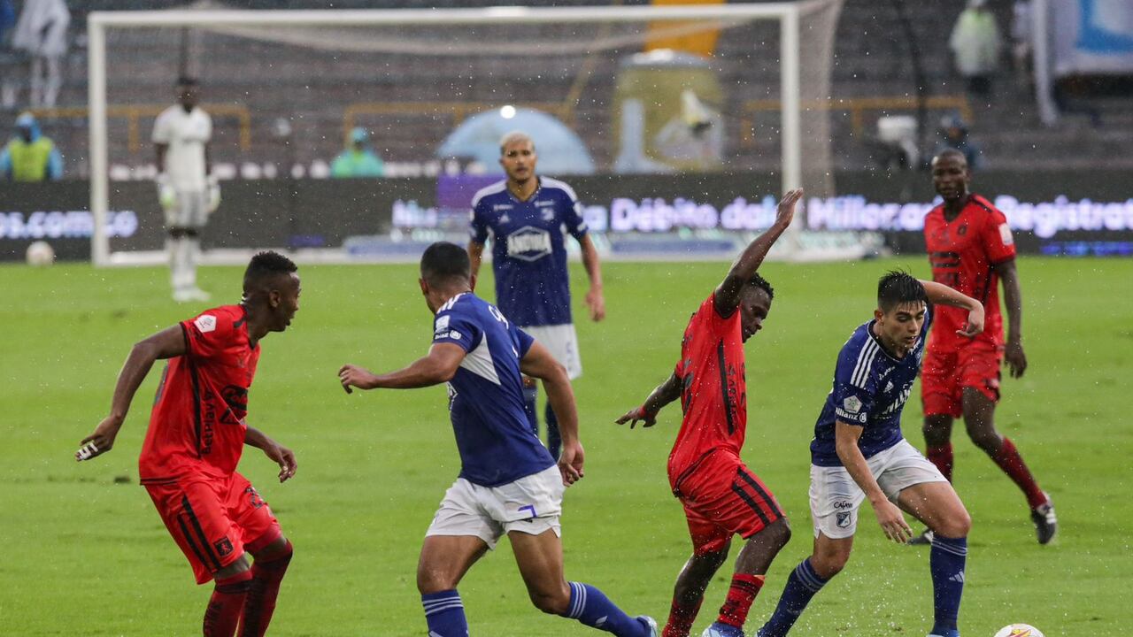 Imagen del partido entre Millonarios y América de Cali por la fecha 2 del cuadrangular semifinal del Grupo B.