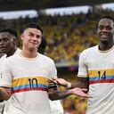 Jhon Durán celebrando su gol ante Chile por la Eliminatoria