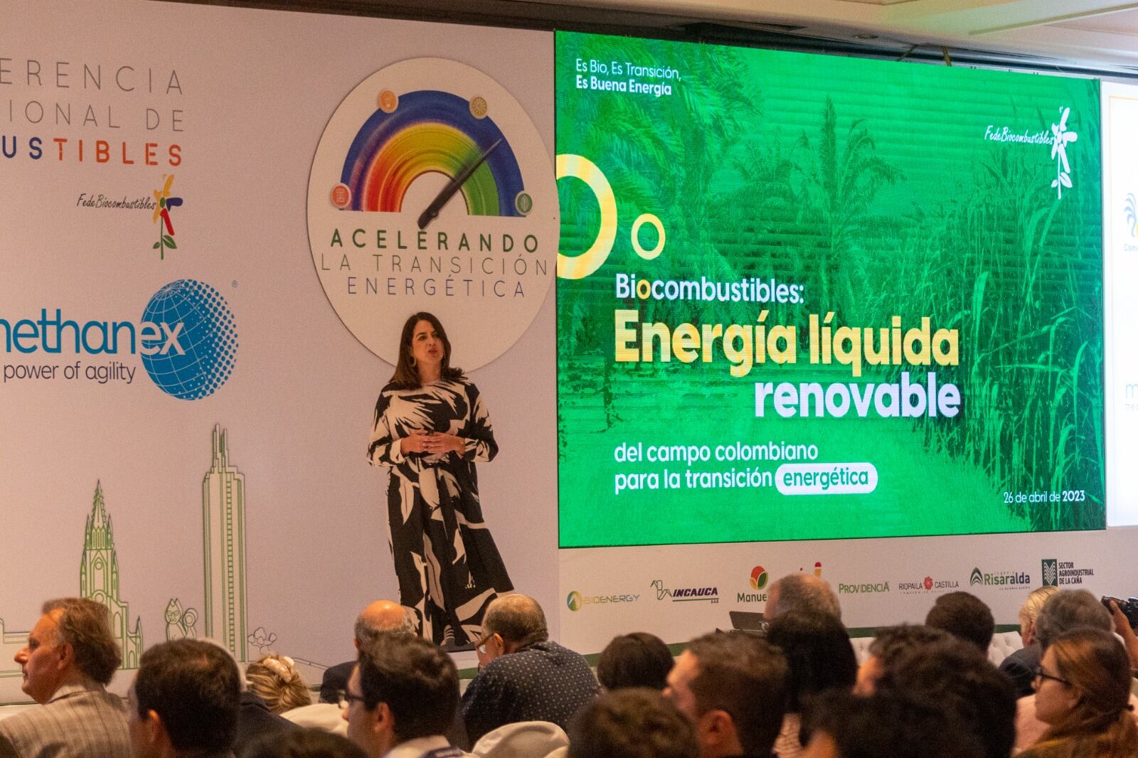 Intervención de Carolina Rojas, presidenta ejecutiva de Fedebiocombustibles. Foto: Cortesía Fedebiocombustibles.