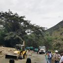 La carretera en es punto tiene paso restringido a un carril