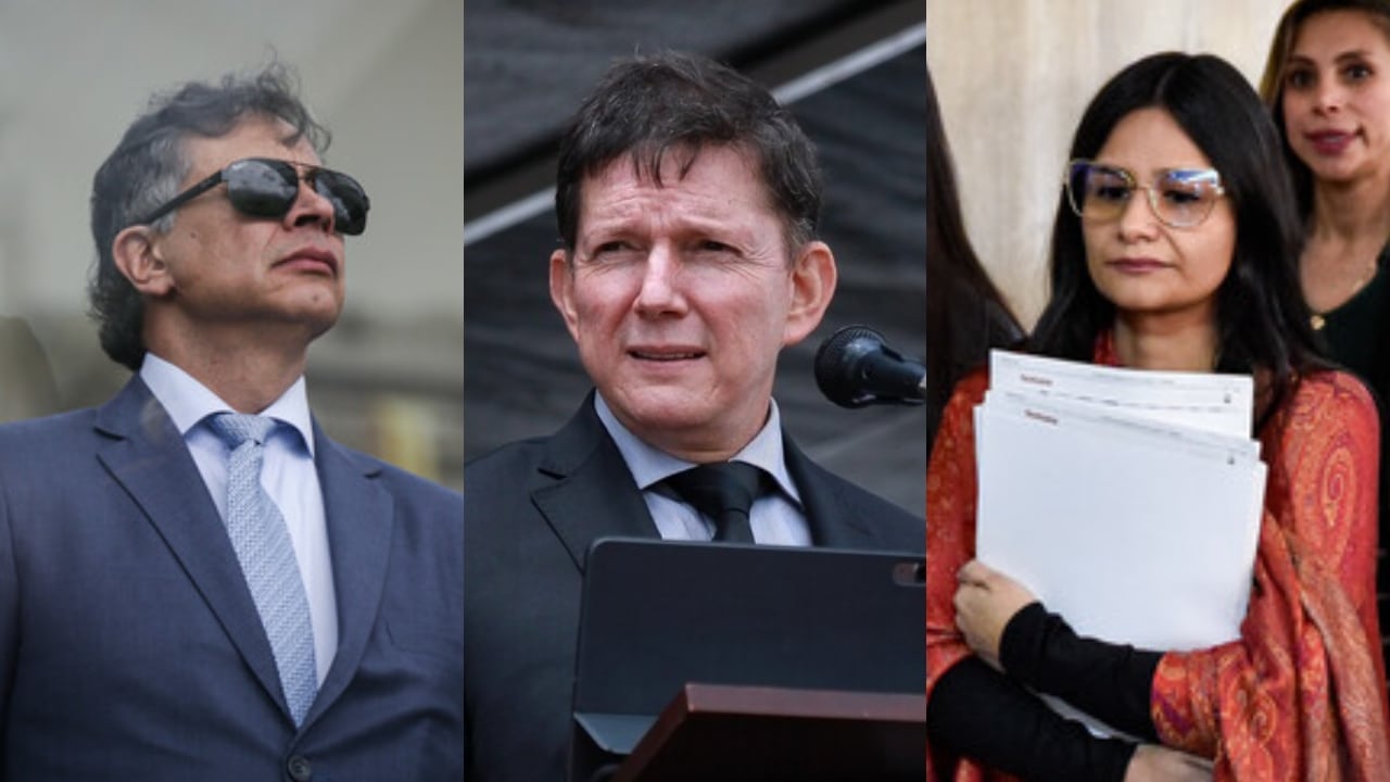 De izquierda a derecha: Gustavo Petro, Wilson Ruiz y Angie Rodríguez.