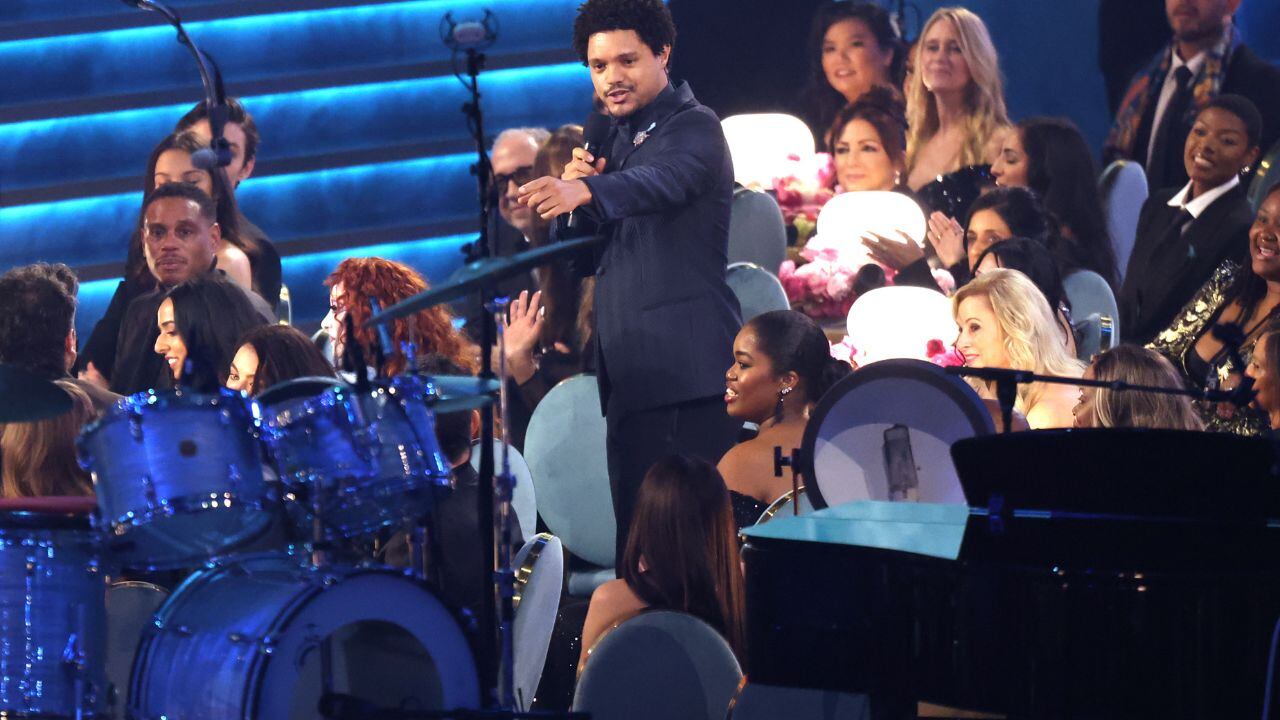 LOS ANGELES, CALIFORNIA - FEBRUARY 02: (FOR EDITORIAL USE ONLY) Trevor Noah speaks onstage during the 67th GRAMMY Awards at Crypto.com Arena on February 02, 2025 in Los Angeles, California. (Photo by JC Olivera/WireImage)