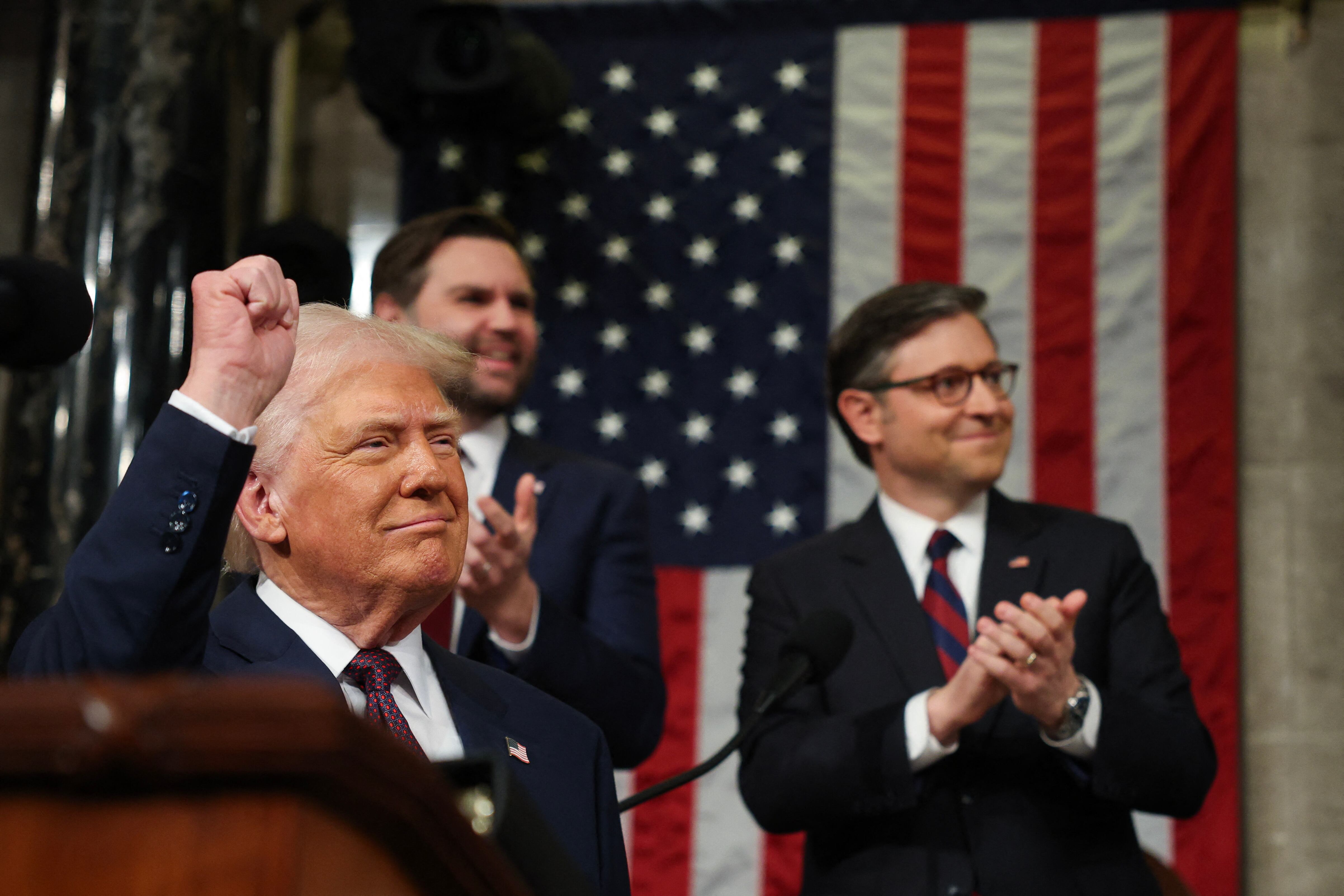 Donald Trump en su primera intervención en el Congreso de Estados Unidos como presidente.