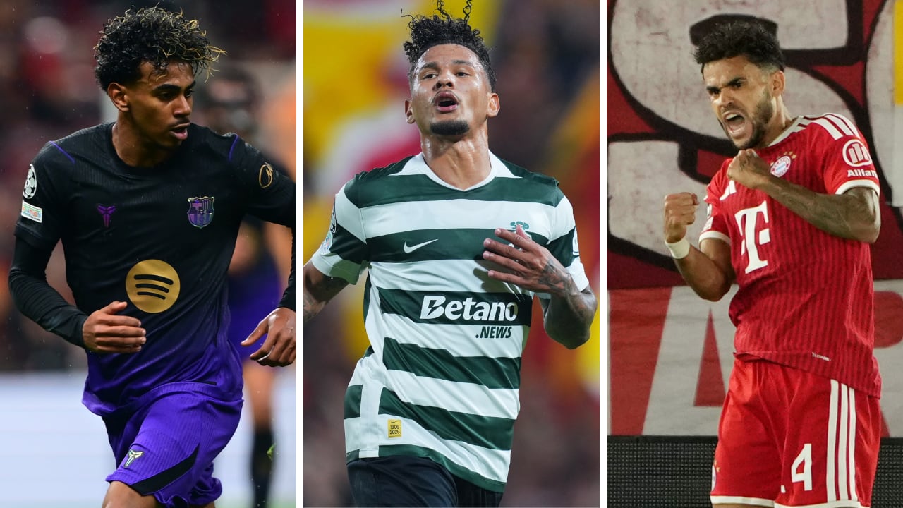 Lamine Yamal, Luis Javier Suárez y Luis Díaz, tres de las figuras en esta jornada de la Champions League.