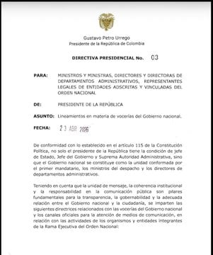 Directiva presidente Gustavo Petro