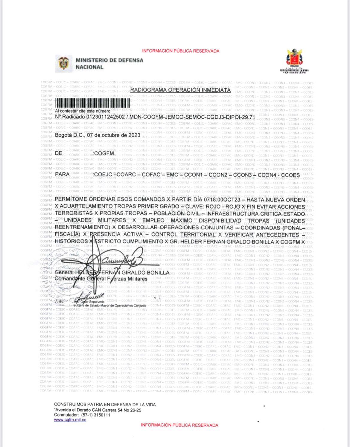 Ordenan el acuartelamiento de tropas