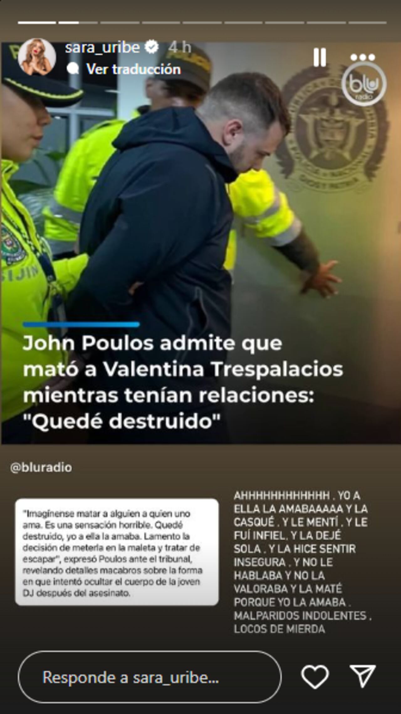 Sara Uribe se despacha contra Jhon Poulos