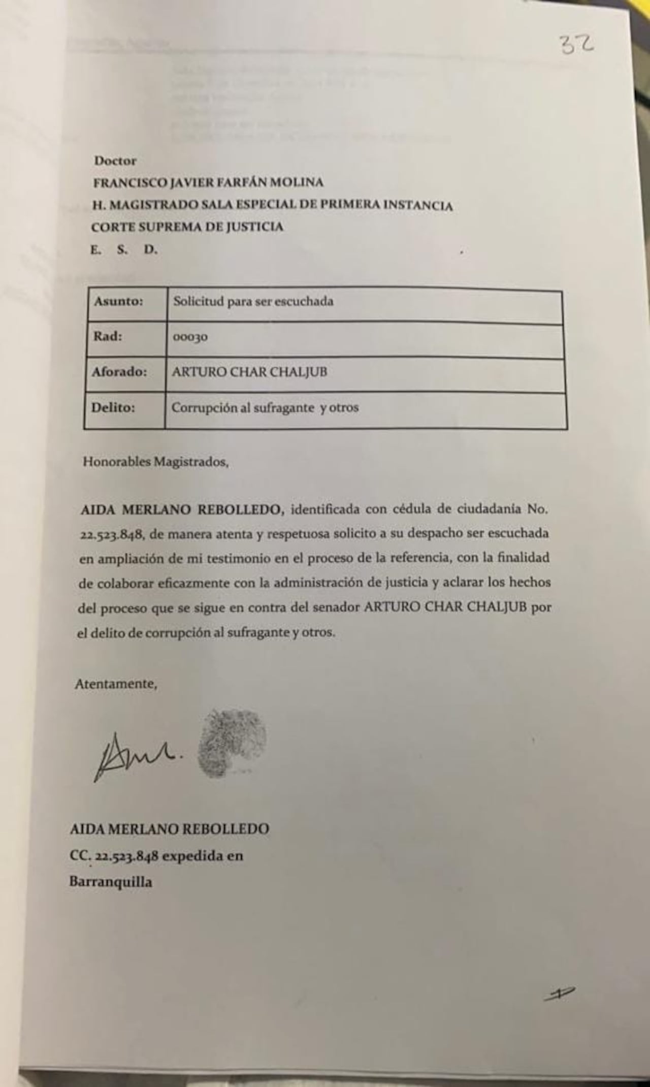 Aida Merlano pide declarar en proceso contra Arturo Char.
