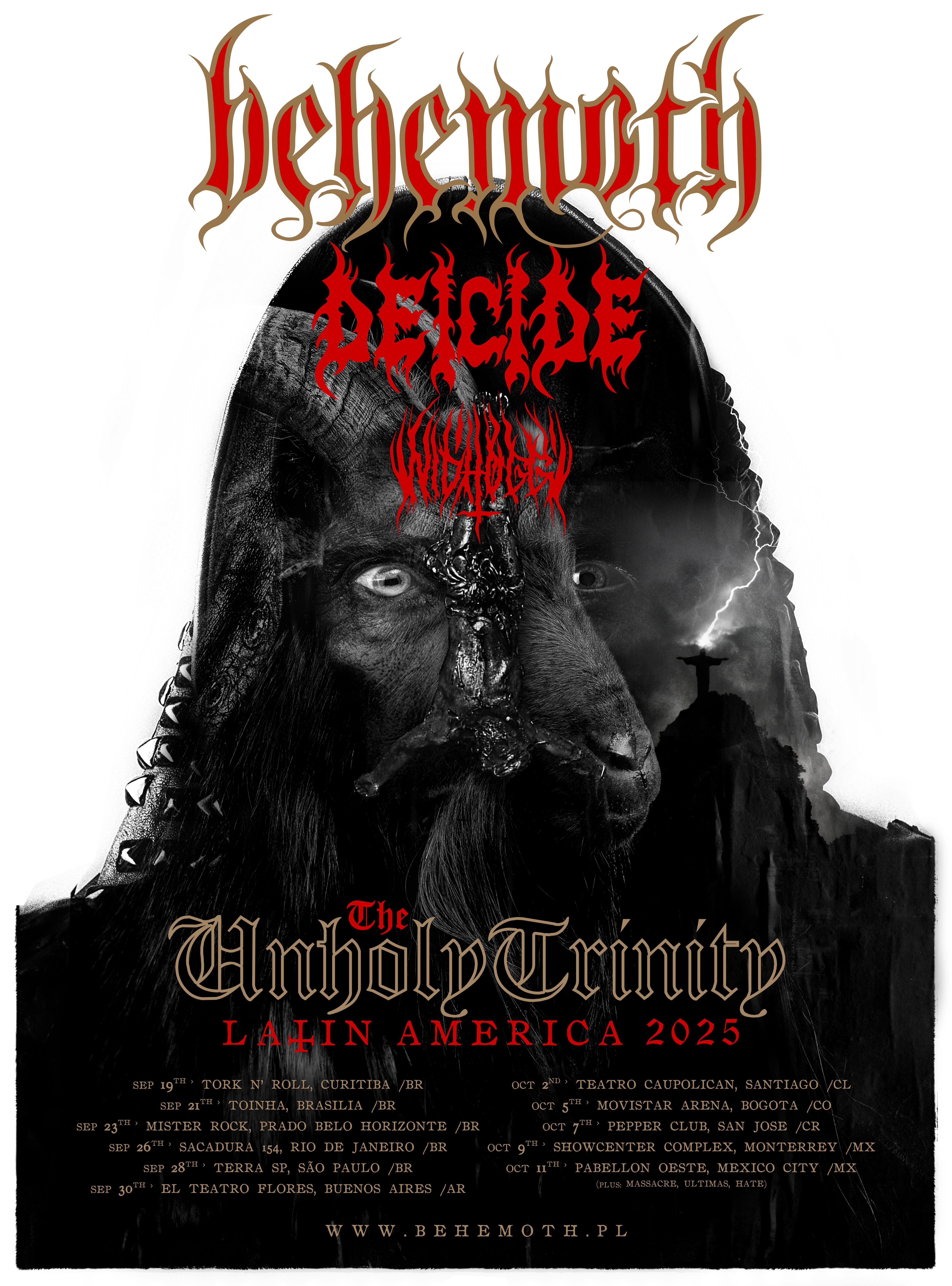 Behemoth / Deicide / Nidhogg anuncian una noche de locura en Bogotá el 5 de octubre de 2025.