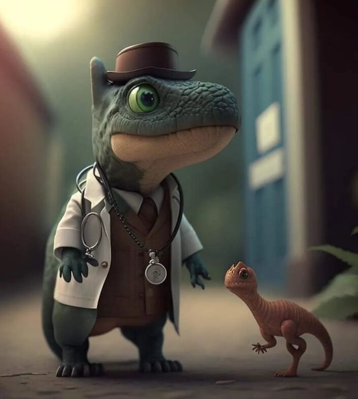 Los médicos no se salvaron de la tendencia. Aquí la imagen que luego fue bautizada como medicosaurius por los internautas.